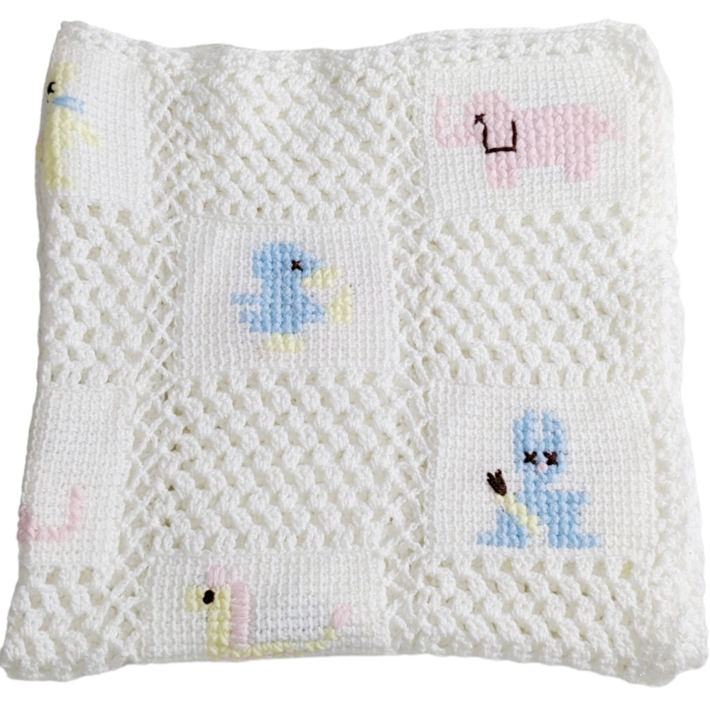 Vintage Handmade Crochet Baby Blanket